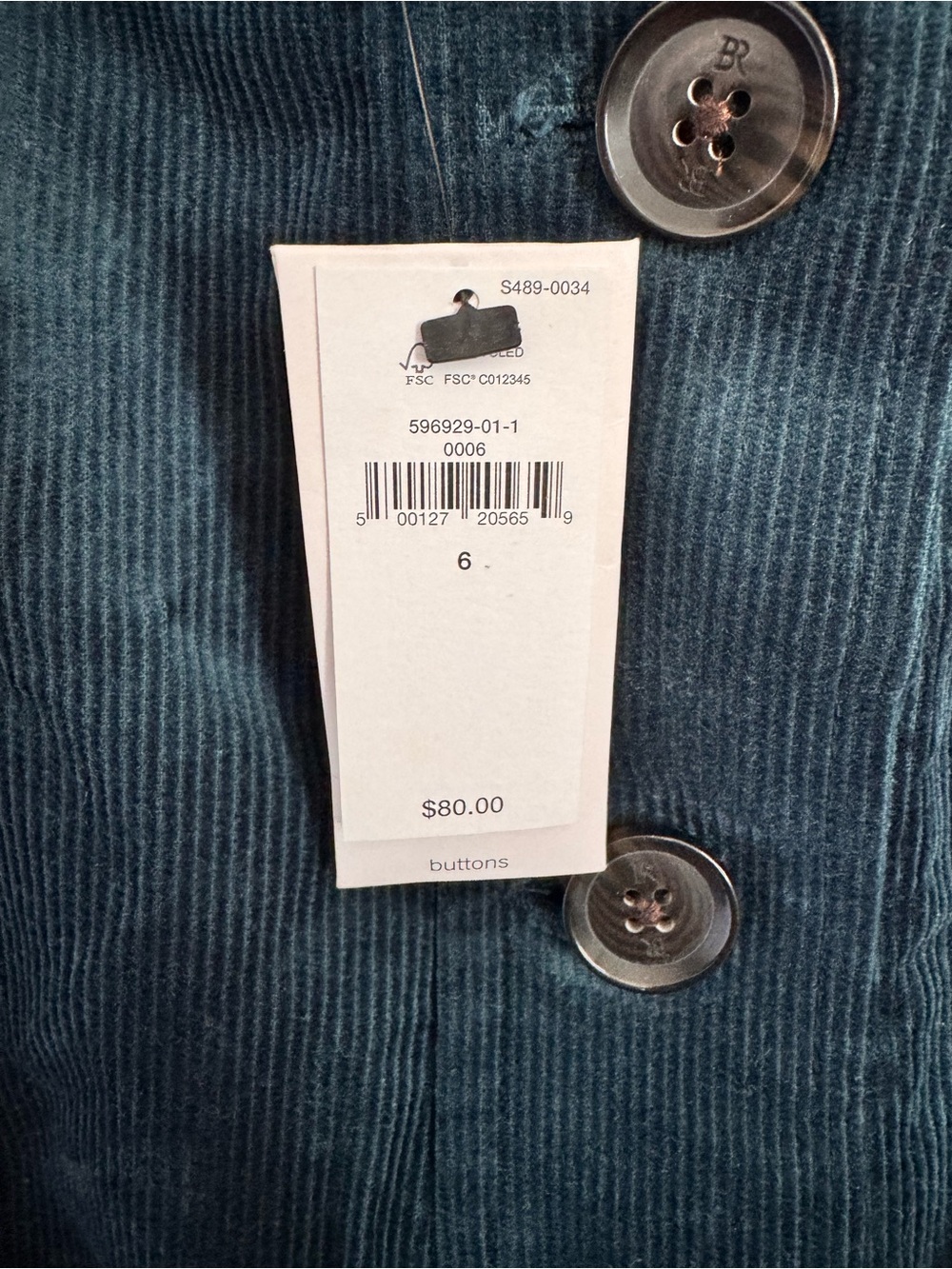 Banana Republic Teal Button-Front Corduroy Midi Skirt - Picture 6 of 7